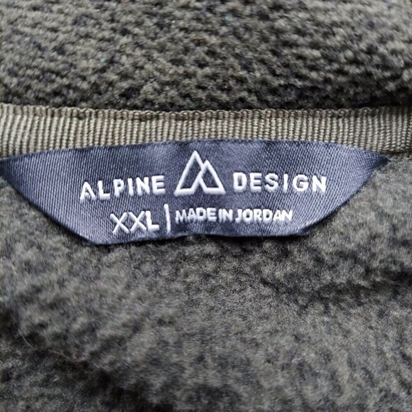 Alpine Design Mens XXL Olive Green Fleece Pullover Jacket With Snap Collar - Picture 2 of 6